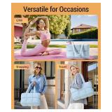 Herald Puffer Tote Bag for Women, Large Quilted Puffy Handbag Lightweight Satchel Purse with Cup Holder & Compartment (Sky Blue)