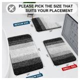 Arotive Bathroom Rugs Sets 2 Piece, Soft Absorbent Microfiber Bath Mats and U-Shaped Contour Toilet Rug, Non-Slip Machine Washable Dry Bath Mats for Bathroom, 30x20 and 24x20, Black