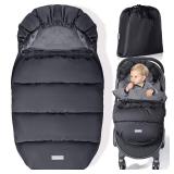 Orzbow Universal Stroller Footmuff, Winter Baby Stroller Bunting Bag, Warm Coral Fleece Stroller Sleeping Bag for Cold Weather, Waterproof & Windproof, Baby Winter Must Have, Black