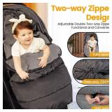 Orzbow Universal Stroller Footmuff, Winter Baby Stroller Bunting Bag, Warm Coral Fleece Stroller Sleeping Bag for Cold Weather, Waterproof & Windproof, Baby Winter Must Have, Black