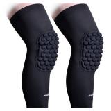 COOLOMG Basketball Knee Pads Youth Kids Adult Football Protective Padded Knee Compression Sleeves Black M