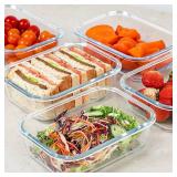 KOMUEE 30 oz 5 Pack Glass Meal Prep Containers, Glass Storage Containers with Lids - Dishwahser, Microwave, Oven and Freezer Safe