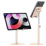 OMOTON Cell Phone Stand, Angle Height Adjustable Phone Stand, Aluminum Desktop Phone Holder Dock Stand for Desk, Compatible with iPhone 17 Pro Max, All Smartphones and Tablets(4-11