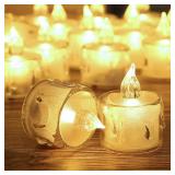 SupBri 12 Pack Flameless Tea Lights Candles Battery Operated, Crystal Led Tealight Candles,Votive Electric Fake Candles for Valentines Wedding Diwali Christmas Decorations