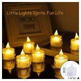 SupBri 12 Pack Flameless Tea Lights Candles Battery Operated, Crystal Led Tealight Candles,Votive Electric Fake Candles for Valentines Wedding Diwali Christmas Decorations