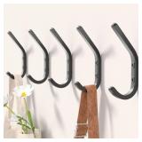GWAAZXGZ Wall Hooks for Hanging Coats - 5 Pack Black 3.2