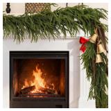 9 FT Real Touch Norfolk Pine Garland, Artificial Christmas Greenery Garlands, Green Realistic Garland Faux Norfolk Pine Garlands for Mantle Table Fireplace Stairs Railing Indoor Outdoor Xmas Decor