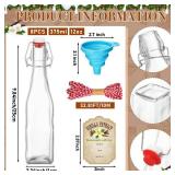 Tioncy 8 Pcs 12 oz Swing Top Glass Bottles for Vanilla Extract Homemade Flip Top Glass Bottles with Lid and Label 2 Funnels for Syrup Beer Brewing Fermentation Kombucha Vinegar Kefir