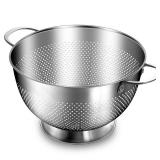 Stainless Steel Colander for Kitchen | 5 Quart Durable Rice and Pasta Strainer with Handle | Oversized Handles | Nesting Design | Rust-Resistant & Dishwasher Safe