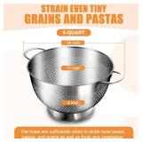 Stainless Steel Colander for Kitchen | 5 Quart Durable Rice and Pasta Strainer with Handle | Oversized Handles | Nesting Design | Rust-Resistant & Dishwasher Safe