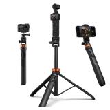 K&F CONCEPT Selfie Stick Tripod, 69 Extendable Light Stand with 1/4 Screw and Remote, Camera Phone Stand Mini Tripod Compatible with DJI OSMO 360 Pocket 3, iPhone 17, Action Camera, Projectors.