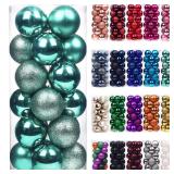 Emopeak 24Pcs Mini Christmas Balls Ornaments for Xmas Tree - 1.57 Inch Small Shatterproof Christmas Tree Decorations Hanging Ball for Holiday Wedding Party Decoration Teal