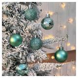Emopeak 24Pcs Mini Christmas Balls Ornaments for Xmas Tree - 1.57 Inch Small Shatterproof Christmas Tree Decorations Hanging Ball for Holiday Wedding Party Decoration Teal