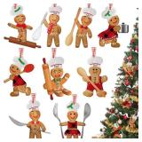 27 Pieces Gingerbread Ornaments Baking Gingerbread Man Farmhouse Ornaments Wooden Christmas Tree Decoration Set Hanging Assorted Small for Xmas Tree Home Decor