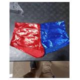 Kepblom Womens Metallic Booty Shorts High Waisted Shiny Rave Bottoms for Dance Festival Costumes, RedBlue, L