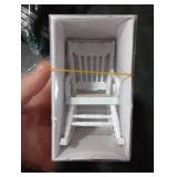 Dollhouse Miniature Rocking Chair 1:12 Scale Wooden Furniture Accessories Tiny Mini House Home Outdoor Cake Topper Decoration Model Living Room Scene Christmas Craft Displays (White)