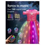 UPORPOR Princess Dress Up for Girls, Syncs with Music, App-Control Princess Clothes, RGB Led Light Up Halloween Costume with 4 Accessories Gift for 3-9 year old girls