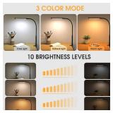 Voncerus LED Desk Lamp with Clamp, Eye-Caring Clip on Lights for Home Office, 3 Modes 10 Brightness, Long Flexible Goose-Neck, Metal, Swing Arm Architect Task Table Lamps with USB Adapter, Black