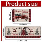 RUIZHUO Christmas Kitchen Rugs Set of 2 Plush Velvet Mats Xmas Floor Decor for Holiday Home Non Slip Kitchen Bathroom Rugs 16x24+16x48 Inch (Christmas Deer)