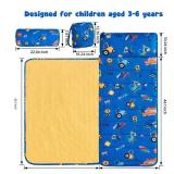 DJY Toddler Nap Mat Blue Car Slumber Bag,Kid Sleeping Mat with Removable Pillow & Minky Blanket,Perfect for Daycare,Preschool,Kindergarten,Travel