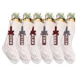 XIMISHOP 6PACK White Christmas Stockings,18Inches Large Cable Knitted Stocking Personalized Xmas Hanging Stocking Decorations with Name Tags for Holiday Christmas Party Family Decor