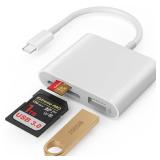 SD Card Reader, USB 3.0 Type C High Speed to SD/TF Card Adapter for iPhone 17/16/15 Pro Max Memory Card Reader with SD MicroSD USB 3 Port for Mac/iPad/MacBook Pro/Air Android Phone Tablet(White)