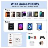 USB C Charger Block, 60W 5 in 1 Charging Blocks, PD 3.0 Fast Charger iPhone, QC 2A Wall Plug Multiport Type C Charging Block for iPhone 17 16 15 14 13 12 Pro Max, iPad, iPod, Samsung, AirPods Pro