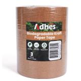 Adhes Biodegradable Brown Paper Packing Tape 3 Rolls 2 Inch x 50 Yards, Compostable & Plastic-Free Packing Tape, Heavy Duty Adhesive for Shipping and Moving Boxes