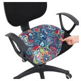 Smiry Printed Office Computer Chair Seat Covers, Stretch Fit Universal Desk Rotating Chair Cover Washable Removable Seat Cushion Protectors - Blue Green