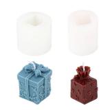 2 Pcs Christmas Gift Box Silicone Mold 3D Gift Box Shaped Candle Mold for Making Aromatherapy Candles Polymer Clay Resin Art Crafts Decoration