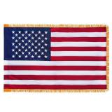Bradford American Flag with Gold Fringe 3x5 Feet for Indoor, Embroidered American Flag Sleeve Double Sided US USA Gold Fringe Flag Banner for Outdoor Indoor Use