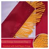 Bradford American Flag with Gold Fringe 3x5 Feet for Indoor, Embroidered American Flag Sleeve Double Sided US USA Gold Fringe Flag Banner for Outdoor Indoor Use