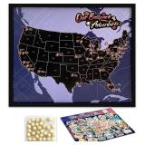 flinelife Baseball Stadium Map Tracker, 12x10, Major Baseball Cities and Teams Checklist Map - Perfect for Baseball Lovers, Couples, and Families Gift