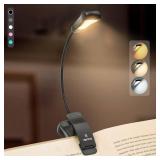 Vekkia/LuminoLite Rechargeable Book Light, Reading Lights for Books in Bed, 3 Colortemperature Ã 3 Brightness, Up to 70 Hours Lighting, Great for Readers, Travel (Black)