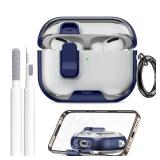 for AirPods Pro 3 Case (2025) with Phone Stand & Cleaner Kit, Cute Soft Silicone Cover for AirPods Pro 3rd Genera case with Keychain for Women Men with Keychain for Airpod Pro case(2025) Dark Blue