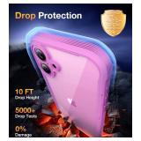 Diaclara Designed for iPhone 16 Case 6.1 Inch,Upgraded [Full Camera Protection] Full Body Rugged Clear Bumper Case with Built-in Privacy Screen Protector for iPhone 16,Pink