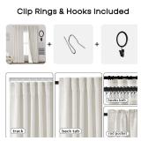 Curtains 96 Inches Long 1 Panel Set,Black Out Linen Track System Pleated Back Tab Room Darkening Blackout Insulated Thermal Curtains Drapes 96 Inch Length for Sliding Glass Door Living Room,8FT,Cream