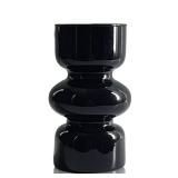 BLOFLO Black Glass Hydroponic Vase, 7Inches Glass Vase for Flower, Modern Geometric Three-Layer Floral Vases for Home Office, Wedding Table Decoration(Black)