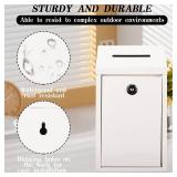 Metal Donation Box with Lock Ballot Box Drop Box with Lock Suggestion Box with Slot and Locks Metal Locks Boxs Comment Box Voting Box Key Drop Box for Home Office(White,10.24 x 5.71 x 2.95 Inch)