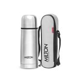 Milton Thermosteel Flip Lid Flask 350, Double Walled Vacuum Insulated Thermos 350 ml | 12 oz | 24 Hours Hot and Cold Water Bottle with Cover, 18/8 Stainless Steel, BPA Free, Leak-Proof | Silver