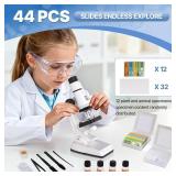 61 Piece Kids Microscope Kit, 100X-1200X Magnification with LED Light | Durable Metal Body, Slides & Carrying Box | STEM Biology Science Kit, Educational Gift for Children Ages 6-12