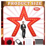 Preboun 10 ft Movie Night Party Decorations Inflatable Large Blow up Star Sign with LED Light Inflatable Arch Kit Light Star Blow up Sign for Movie Night Party Carnivals Birthday Decoration(Red)