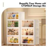 CTSNSLH 4 Tier Plastic Storage Bins and Boxes Organizer - Stackable with Lids for Bedroom, Living Room, Office - Foldable Containers