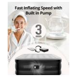 Airefina Air Mattress Queen with Built in Pump, 18 Raised Comfort Blow Up Mattress with Carrying Bag, Portable Inflatable Mattress for Guest Home, Air Bed Colchones Inflables 750 Lbs Max, 80*60*18 in