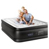 Sweetcrispy Queen Air Mattress - 22 Inflatable Blow Up Airbed with Built-in High Capacity Pump, Double Height, Non-Slip Bottom Design, Weight Capacity 660 lbs Air Bed for Home or Camping