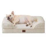 EHEYCIGA Orthopedic Dog Bed for Small Dogs, Waterproof Memory Foam Small Dog Beds with Sides, Non-Slip Bottom and Egg-Crate Foam Medium Pet Couch Bed with Washable Removable Cover, Beige