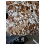 Amelie Home Chunky Knit Throw Blanket for Couch, Soft Chenille Crochet Blanket for Sofa, 50x60, Space-Dyed Burnt Orange