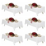 Fixwal 6 Pack White Table Cloth for Rectangle Table, 70 x 120 Inch Polyester Fabric Tablecloths Rectangular, Table Covers 6-8ft for Party, Banquet, Dining, Wedding, Graduation