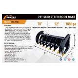 (RR-78W) Arteer - 78in Skid Steer Root Rake - Unused