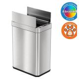 iTouchless Stainless Steel Wings Open Lid Sensor Trash Can with AbsorbX Odor Control Silver 13 gal. MSRP $81.99 - Retail: $81